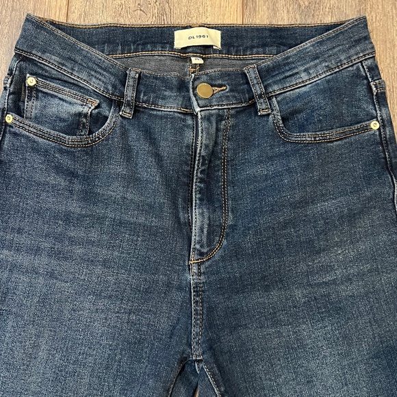 DL1961 Bridget Boot Highrise 31.5 Jeans Raw Edge Size 29 Dark Wash - Picture 3 of 9